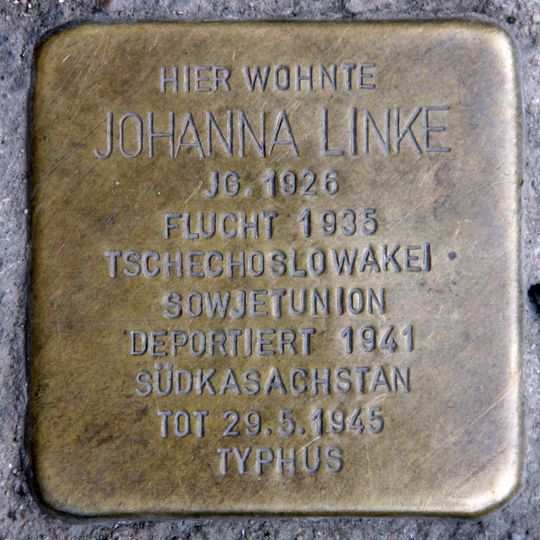 Stolperstein dedicated to Johanna Linke
