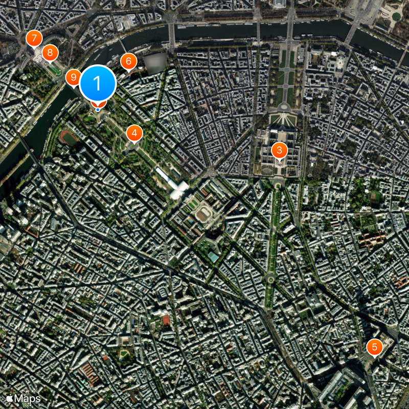 Données techniques de la tour Eiffel Map