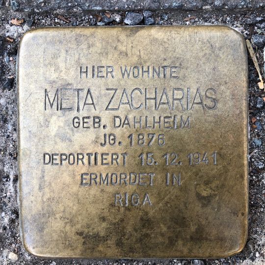 Stolperstein à la mémoire de Meta Zacharias