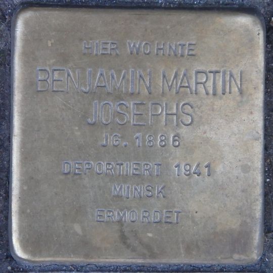 Stolperstein dedicated to Benjamin Martin Josephs