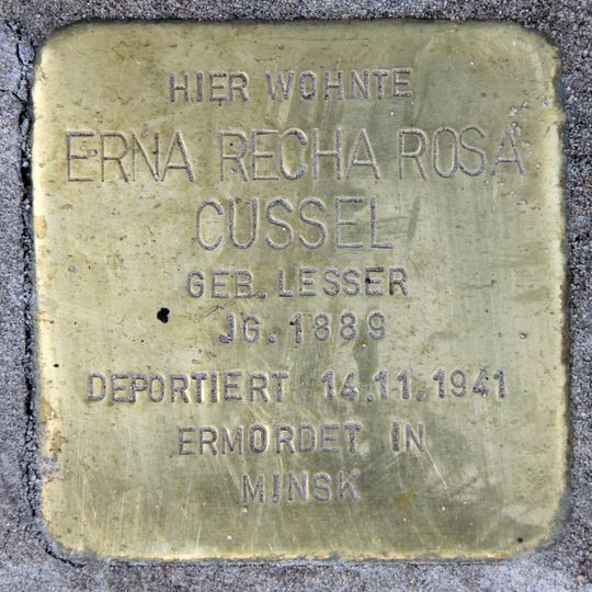 Stolperstein dedicated to Erna Recha Rosa Cussel