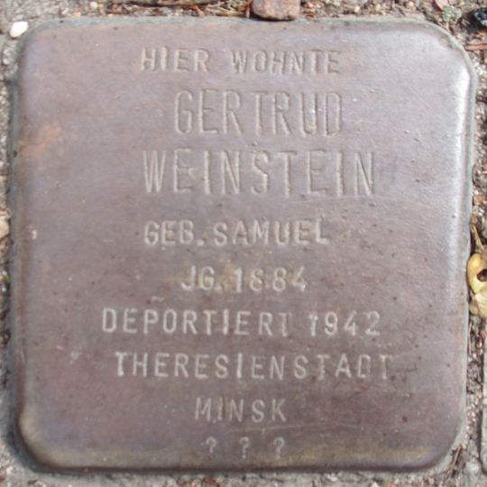 Stolperstein dedicated to Gertrud Weinstein
