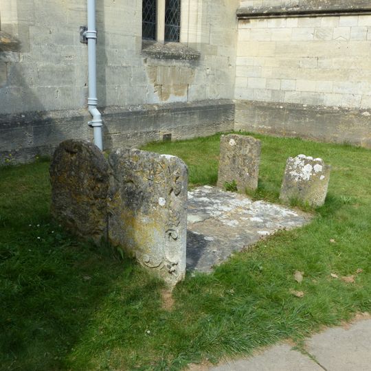 Four unidentified monuments circa 2 metres south of south aisle wall in the Churchyard of the Church of St Mary