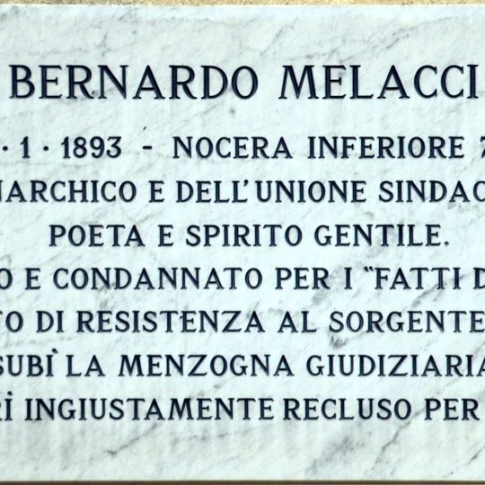 Plaque to Bernardo Melacci