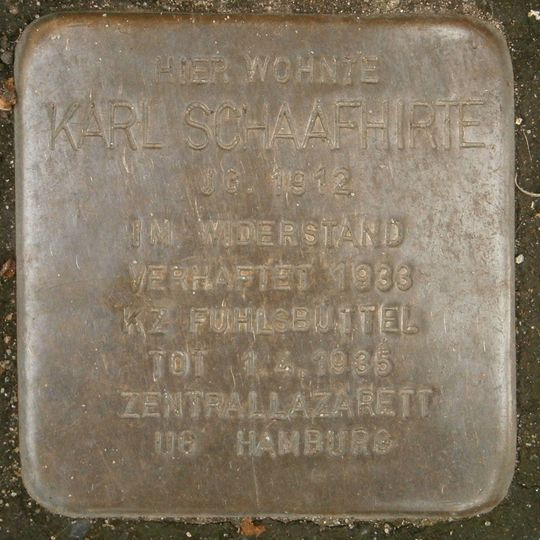 Stolperstein dedicated to Karl Schaafhirte