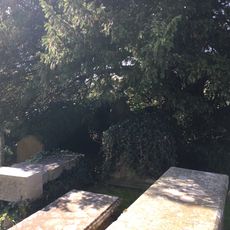 Group of 3 table tombs in Coychurch churchyard adjoining S porch