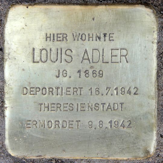 Stolperstein dedicated to Louis Adler
