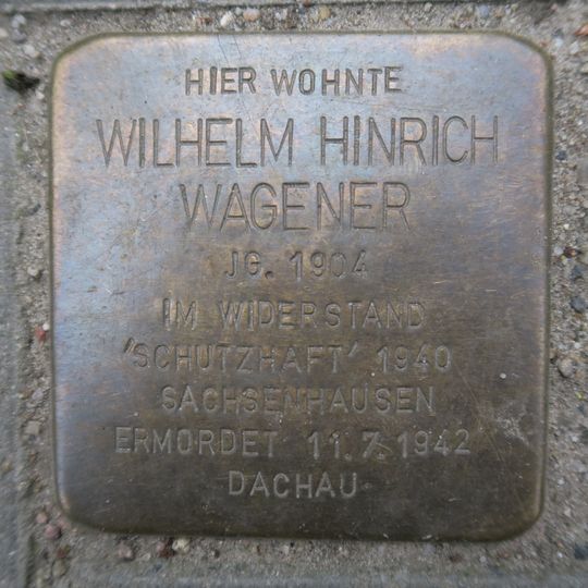 Stolperstein à la mémoire de Wilhelm Hinrich Wagener