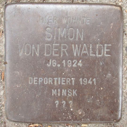 Stolperstein dedicated to Simon von der Walde