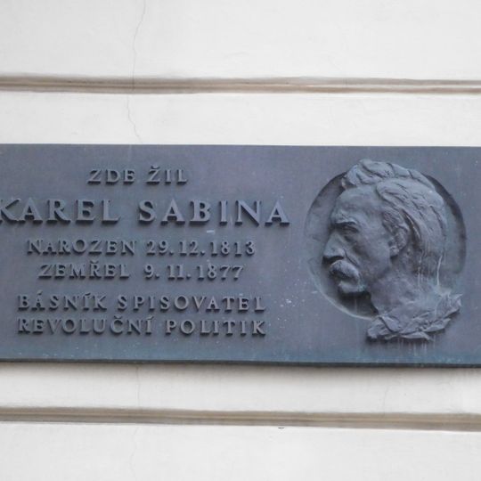 Karel Sabina memorial plaque
