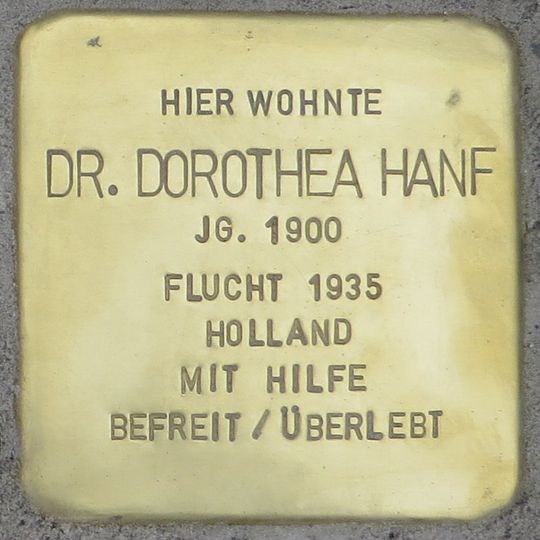 Stolperstein à la mémoire de Dorothea Hanf