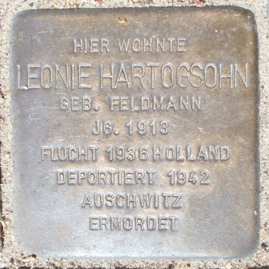 Stolperstein dedicated to Leonie Hartogsohn