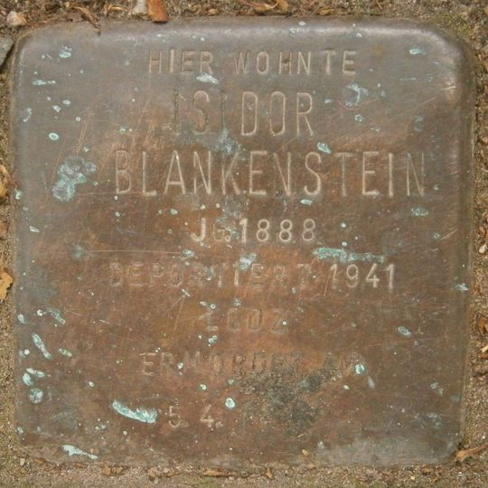 Stolperstein dedicated to Isidor Blankenstein