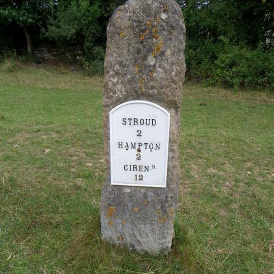 Milestone, Cirencester Road; Rodborough Common