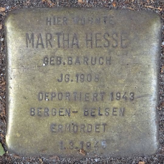 Stolperstein dedicated to Martha Hesse