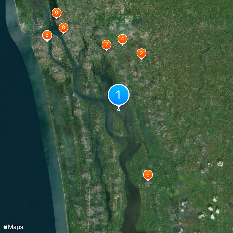 Kerala backwaters Map