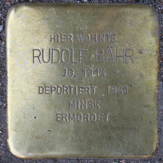 Stolperstein à la mémoire de Rudolf Bähr