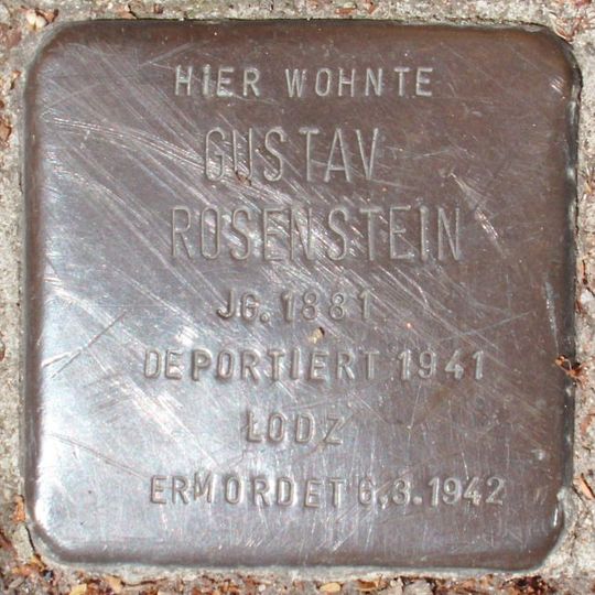 Stolperstein dedicated to Gustav Rosenstein