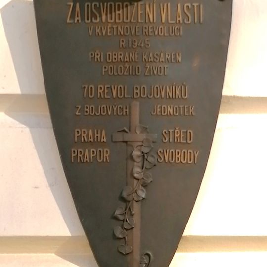 Pamětní deska obětem Pražského povstání z bojových jednotek Praha Střed na Palládiu v Praze
