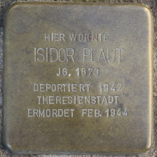Stolperstein dedicated to Isidor Plaut