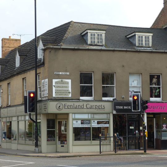 Premises on corner of South Street occupied by Harrison and Dunn, Bourne Cleaners and Overton