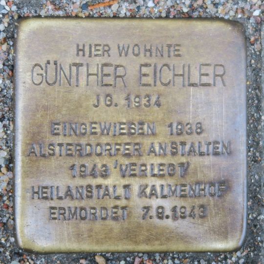 Stolperstein dedicated to Günther Eichler