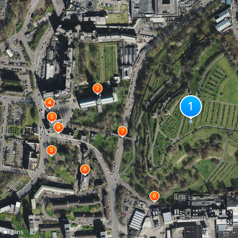 Necrópolis de Glasgow Mapa