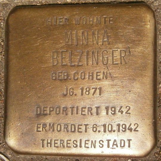 Stolperstein dedicated to Minna Belzinger
