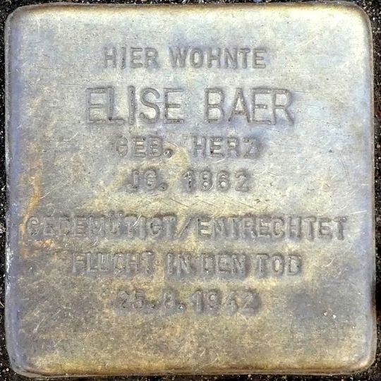 Stolperstein en memoria de Elise Baer geb. Herz