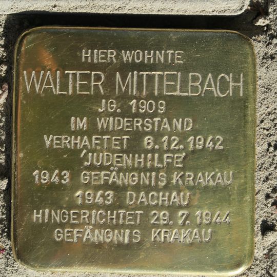 Stolperstein à la mémoire de Walter Mittelbach