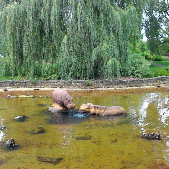 Sousoší hrochů v parku v Táboře