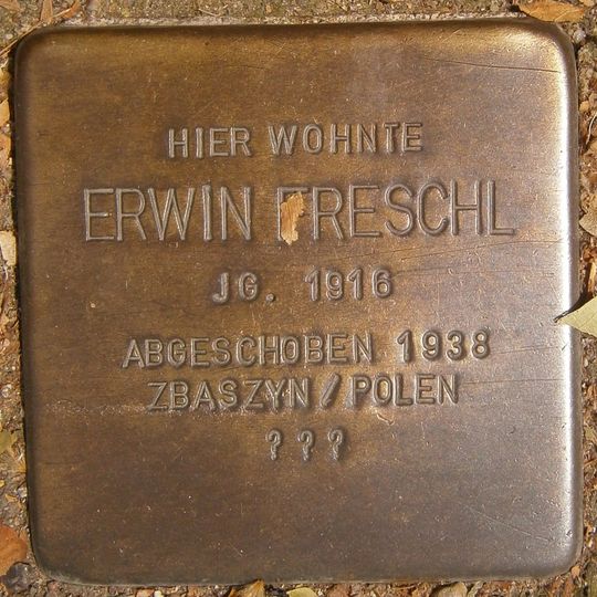 Stolperstein dedicated to Erwin Freschl