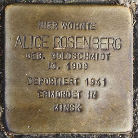 Stolperstein à la mémoire d’Alice Rosenberg