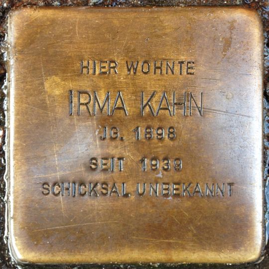 Stolperstein dedicated to Irma Kahn