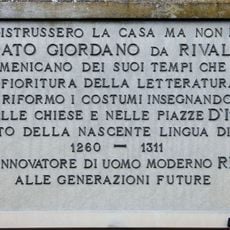 Commemorative plaque to the house of Giordano da Pisa in Rivalto
