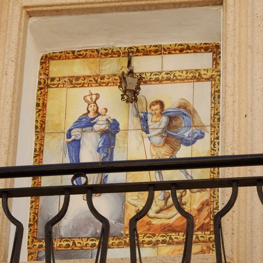 Ceramic panel of Our Lady and Saint Michael