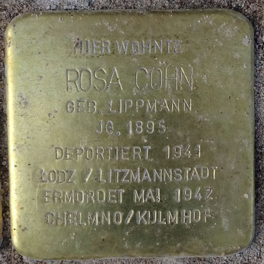 Stolperstein dedicated to Rosa Cohn