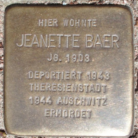 Stolperstein en memoria de Jeanette Baer