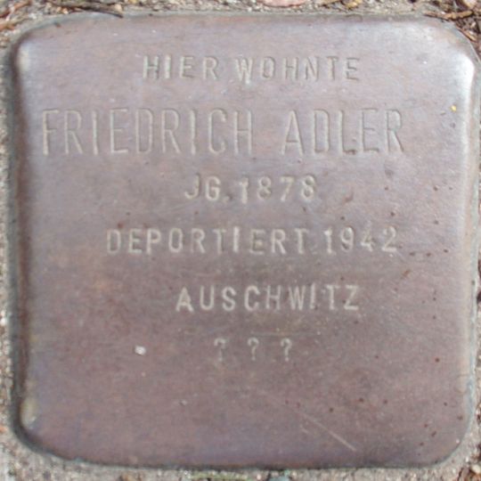 Stolperstein dedicated to Friedrich Adler