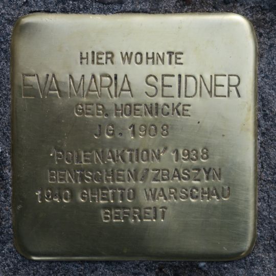 Stolperstein à la mémoire d’Eva Maria Seidner