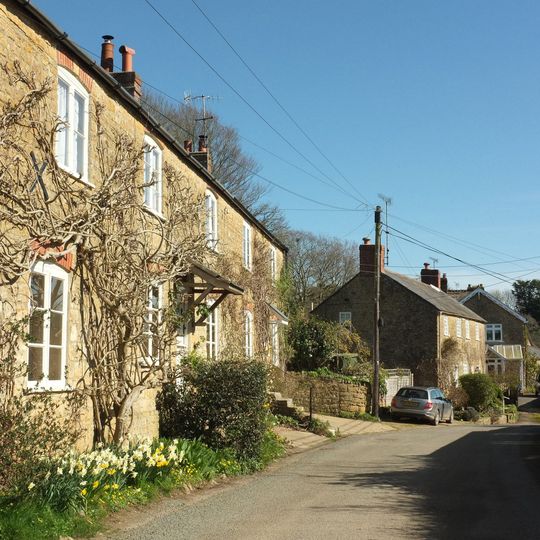 Court House And Attached Stone Wall And Gate Piers