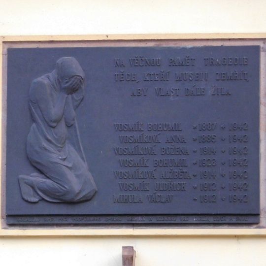 Plaque to Vosmík family and Václav Mihula