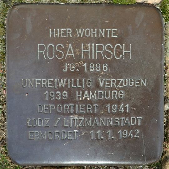 Stolperstein dedicated to Rosa Hirsch
