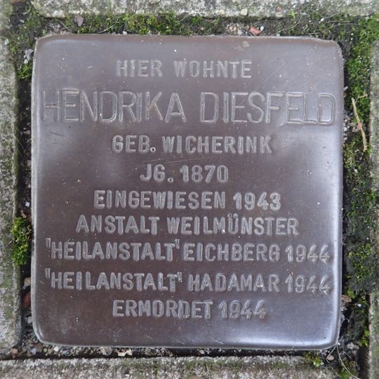 Stolperstein en memoria de Hendrika Diesfeld