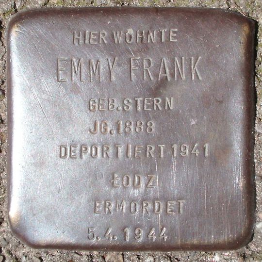 Stolperstein dedicated to Emmy Frank