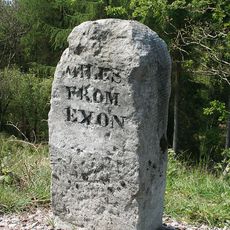 Milestone, Great Haldon Hill, N bound carriageway, 750m S of service station, by barrier marker 105 /2