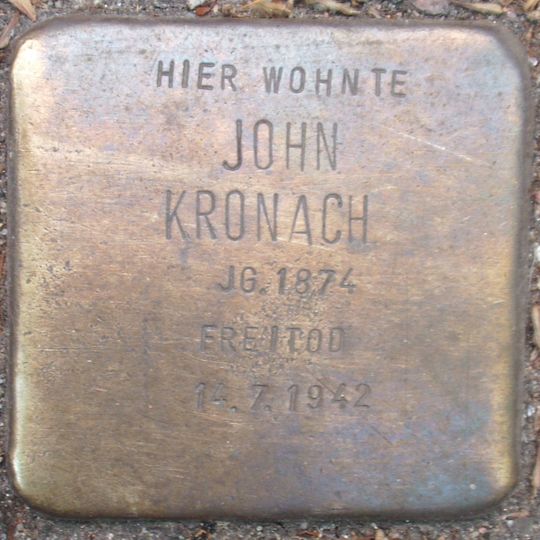 Stolperstein dedicated to John Kronach
