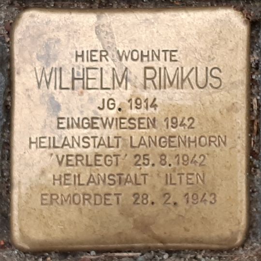 Stolperstein en memoria de Wilhelm Rimkus