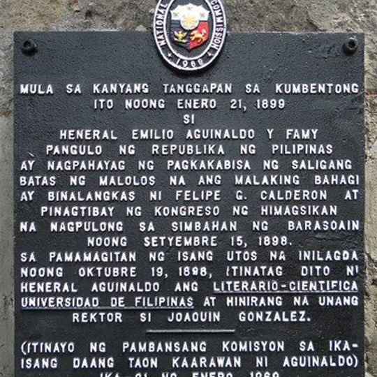 Enactment of the Malolos Constitution historical marker