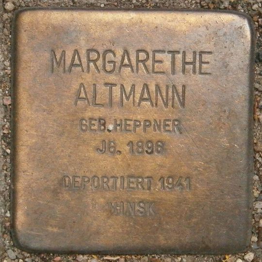 Stolperstein dedicated to Margarethe Altmann